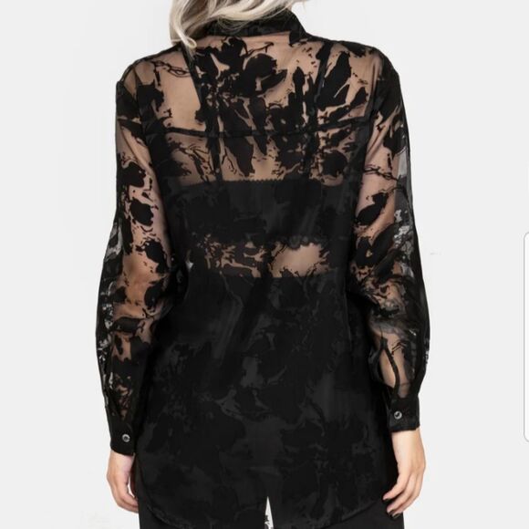 Disturbia Spectre Sheer Loose Fit Blouse Top - Picture 3 of 14